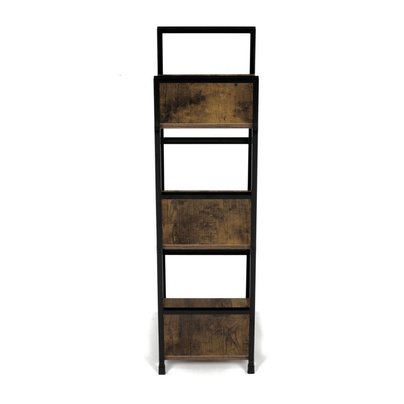 Regál, 3 police, dekor staré drevo-čierny lak