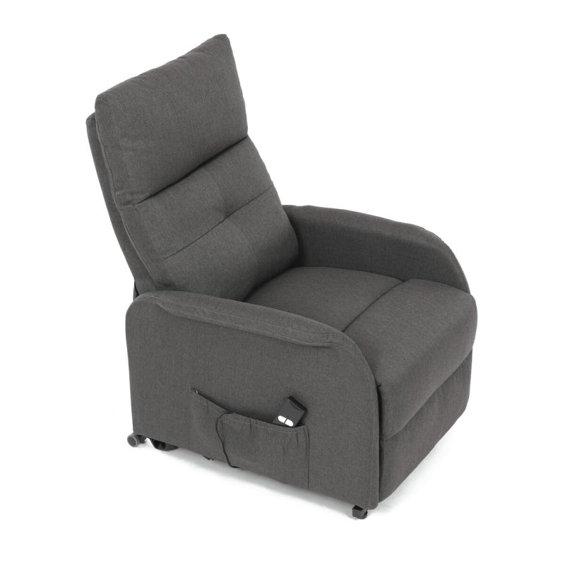 Elegantné elektrické polohovacie kreslo v sivom prevedení