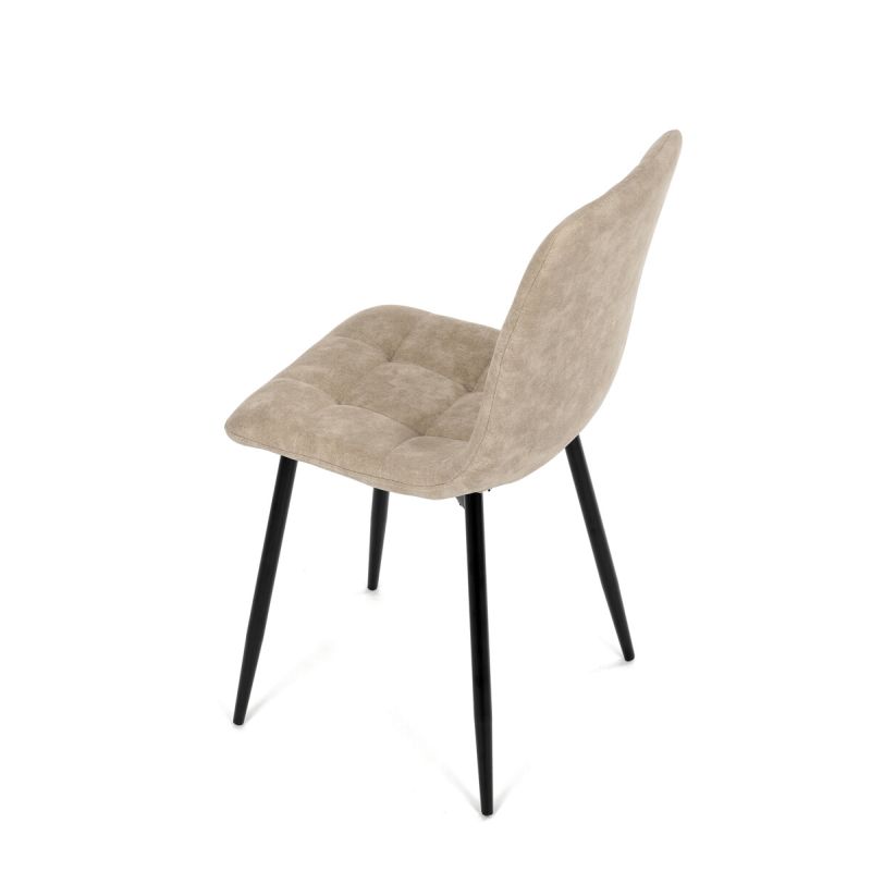 Jedálenská minimalistická stolička v industriálnom štýle, krémová vintage látka