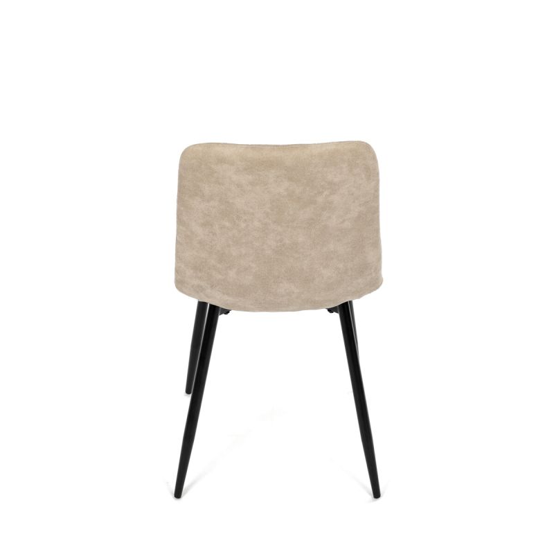 Jedálenská minimalistická stolička v industriálnom štýle, krémová vintage látka