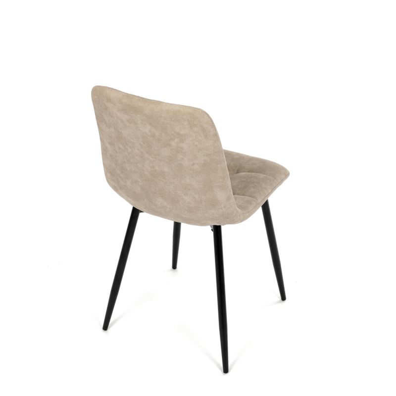 Jedálenská minimalistická stolička v industriálnom štýle, krémová vintage látka