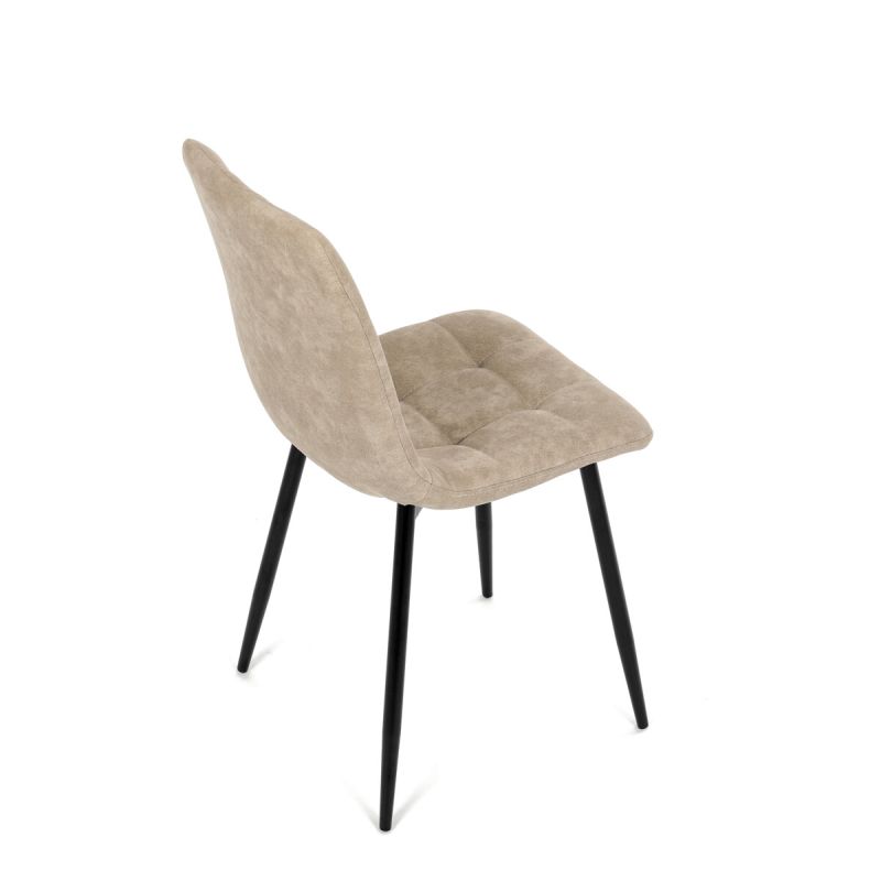 Jedálenská minimalistická stolička v industriálnom štýle, krémová vintage látka