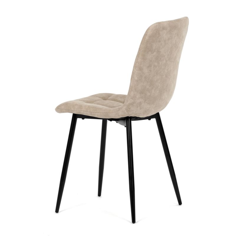 Jedálenská minimalistická stolička v industriálnom štýle, krémová vintage látka