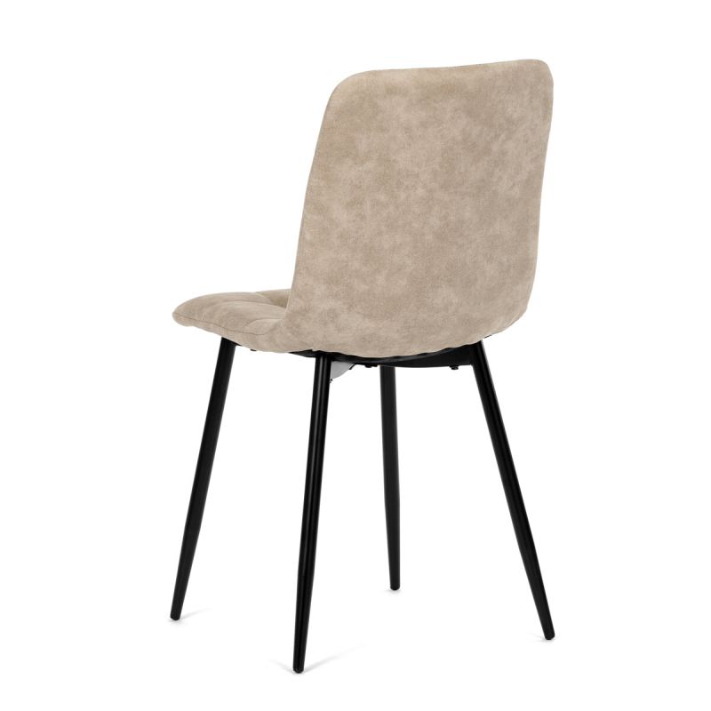 Jedálenská minimalistická stolička v industriálnom štýle, krémová vintage látka