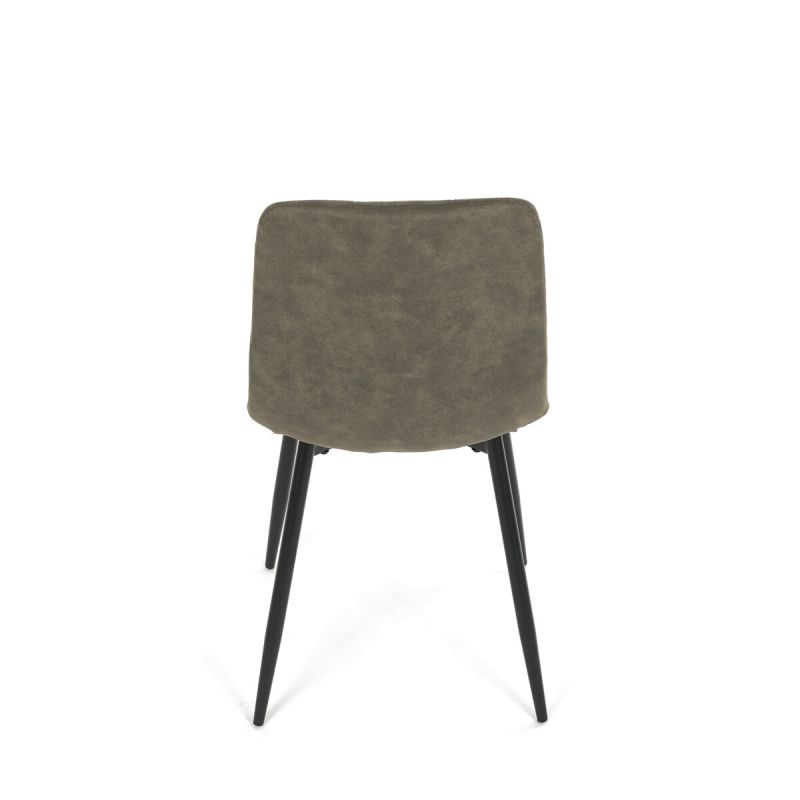 Jedálenská minimalistická stolička v industriálnom štýle, zelená vintage látka
