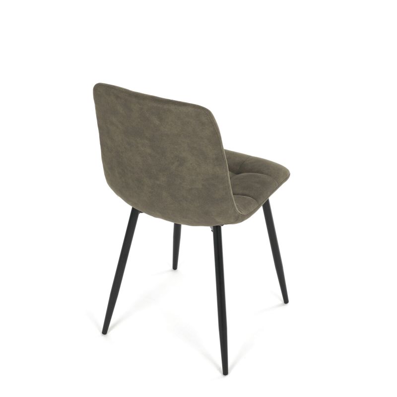 Jedálenská minimalistická stolička v industriálnom štýle, zelená vintage látka