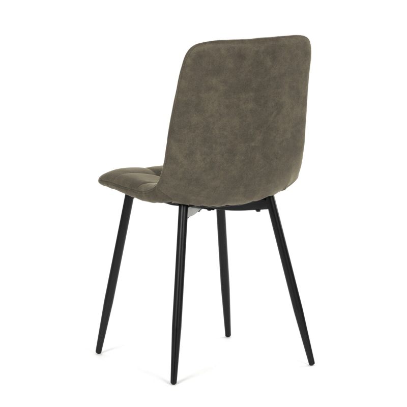 Jedálenská minimalistická stolička v industriálnom štýle, zelená vintage látka