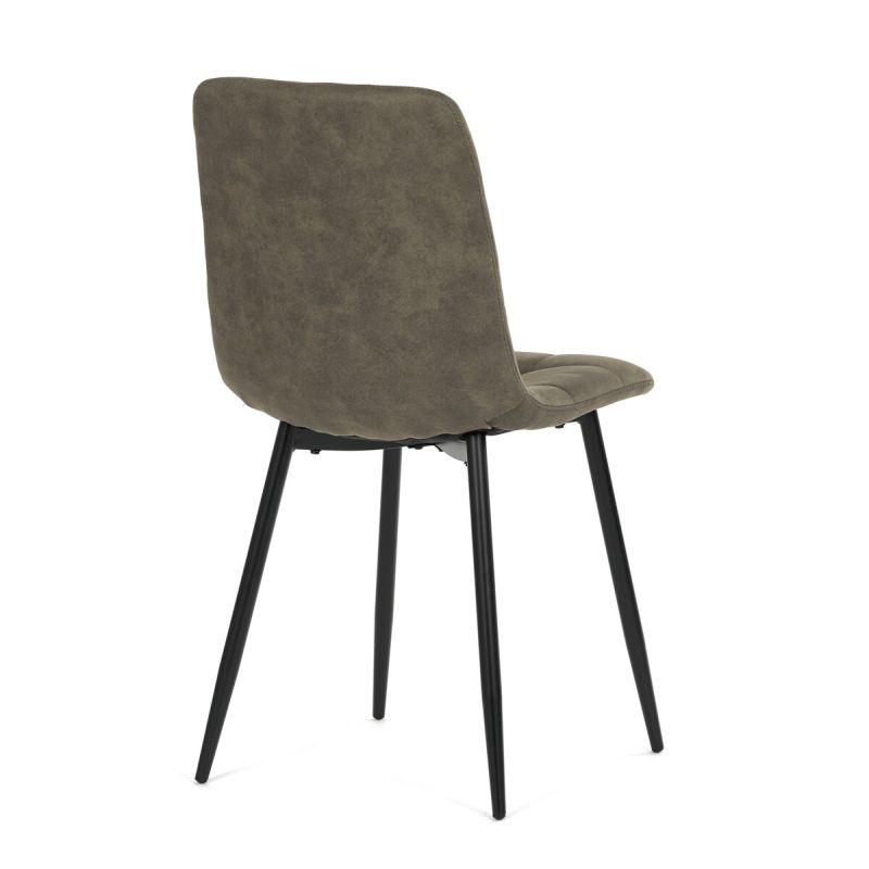 Jedálenská minimalistická stolička v industriálnom štýle, zelená vintage látka