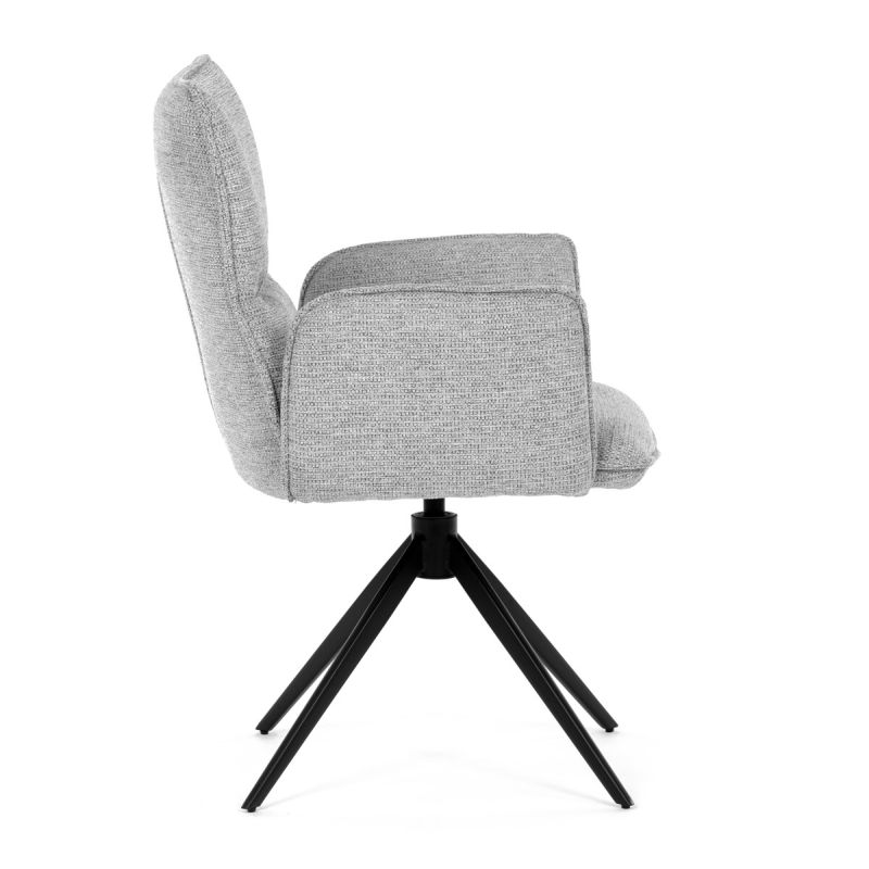 Elegantná jedálenská stolička strieborná látka, 360 ° vratný mechanizmus