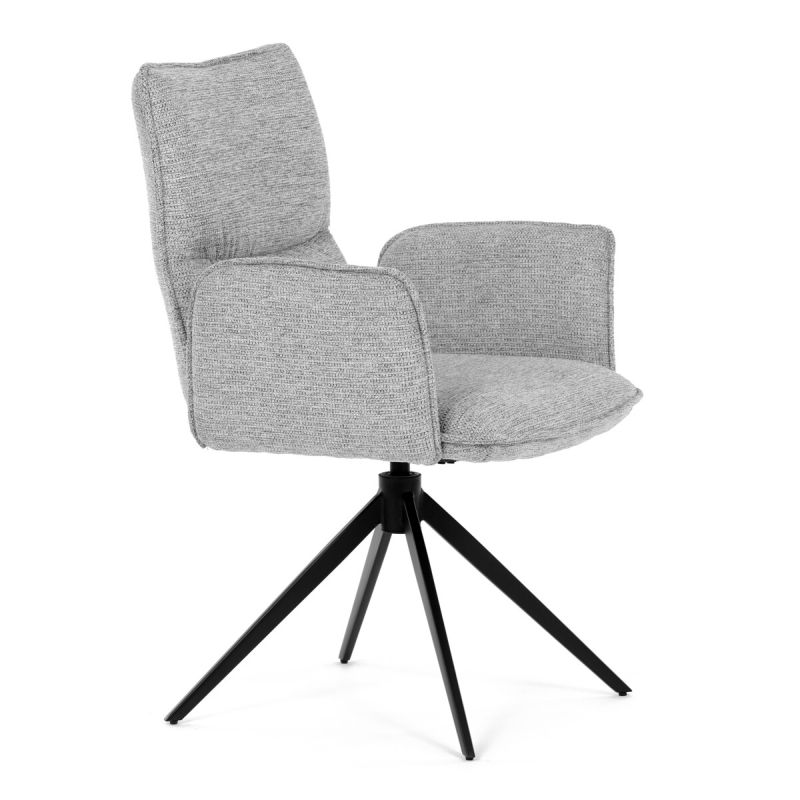 Elegantná jedálenská stolička strieborná látka, 360 ° vratný mechanizmus