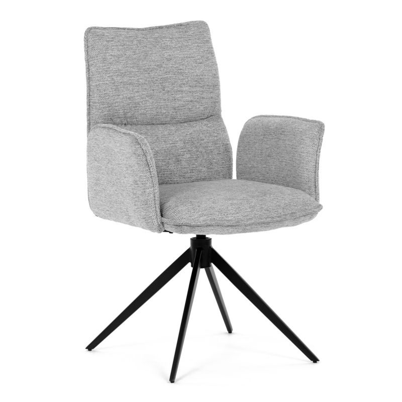 Elegantná jedálenská stolička strieborná látka, 360 ° vratný mechanizmus