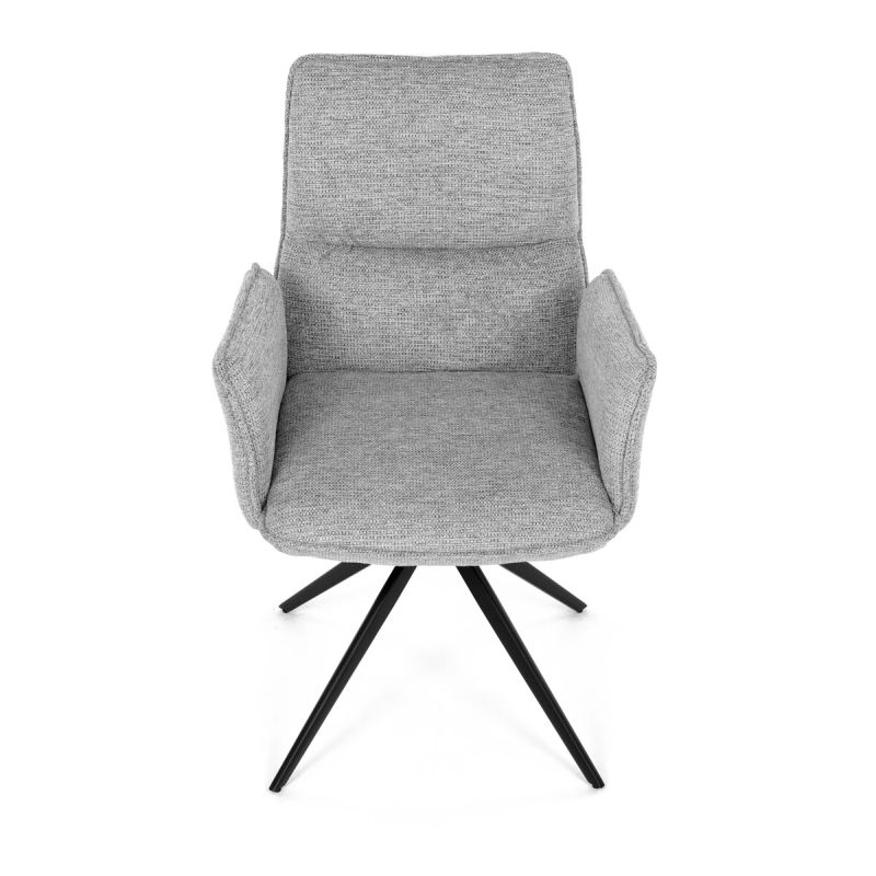 Elegantná jedálenská stolička strieborná látka, 360 ° vratný mechanizmus