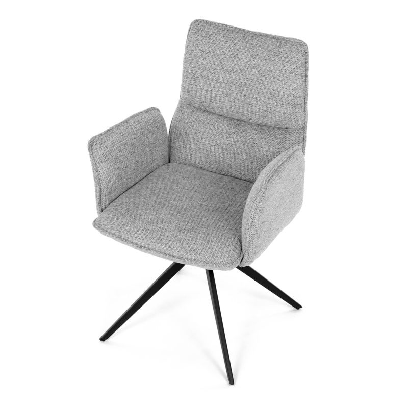 Elegantná jedálenská stolička strieborná látka, 360 ° vratný mechanizmus