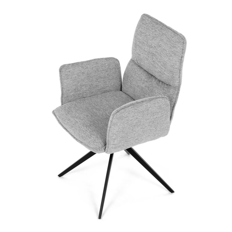 Elegantná jedálenská stolička strieborná látka, 360 ° vratný mechanizmus