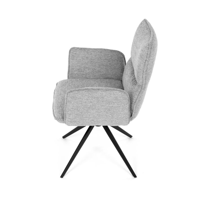 Elegantná jedálenská stolička strieborná látka, 360 ° vratný mechanizmus