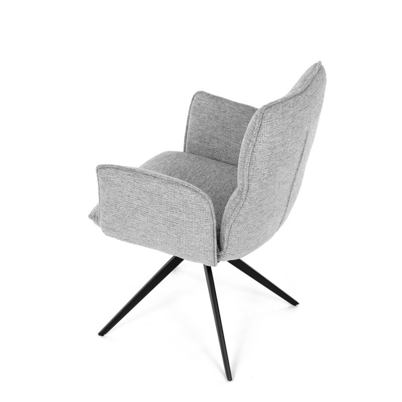 Elegantná jedálenská stolička strieborná látka, 360 ° vratný mechanizmus