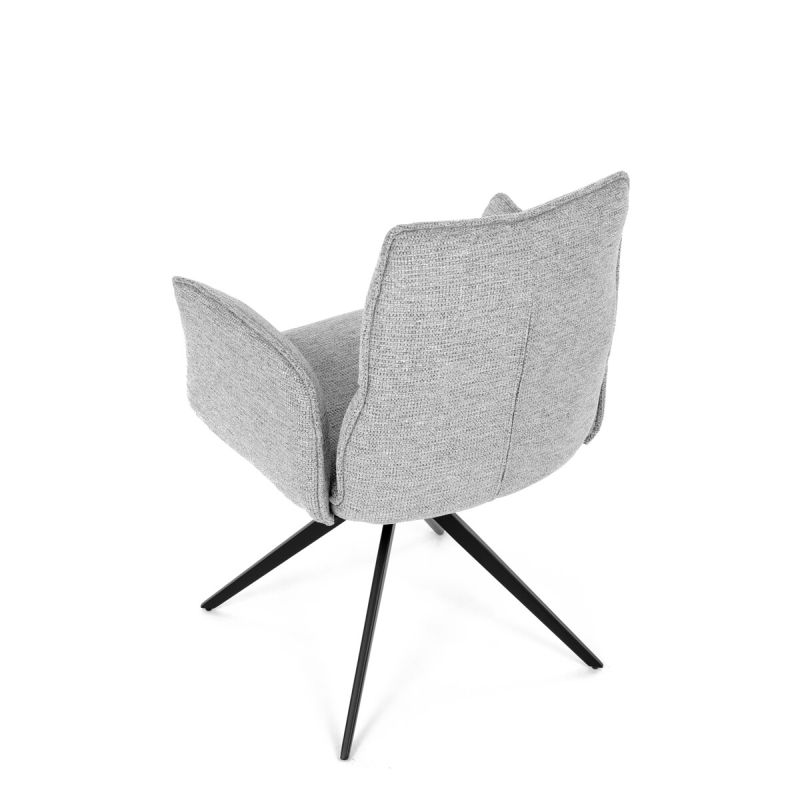 Elegantná jedálenská stolička strieborná látka, 360 ° vratný mechanizmus