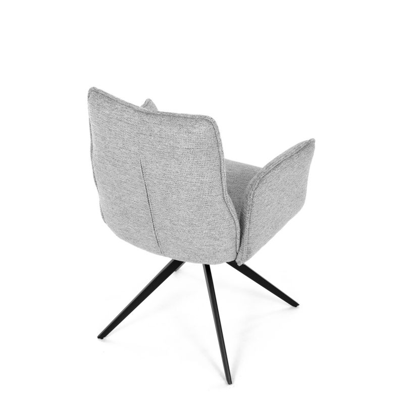 Elegantná jedálenská stolička strieborná látka, 360 ° vratný mechanizmus