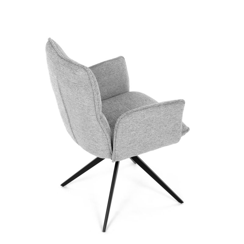 Elegantná jedálenská stolička strieborná látka, 360 ° vratný mechanizmus