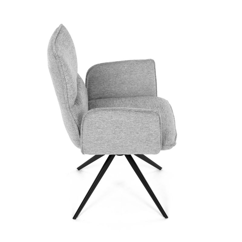 Elegantná jedálenská stolička strieborná látka, 360 ° vratný mechanizmus