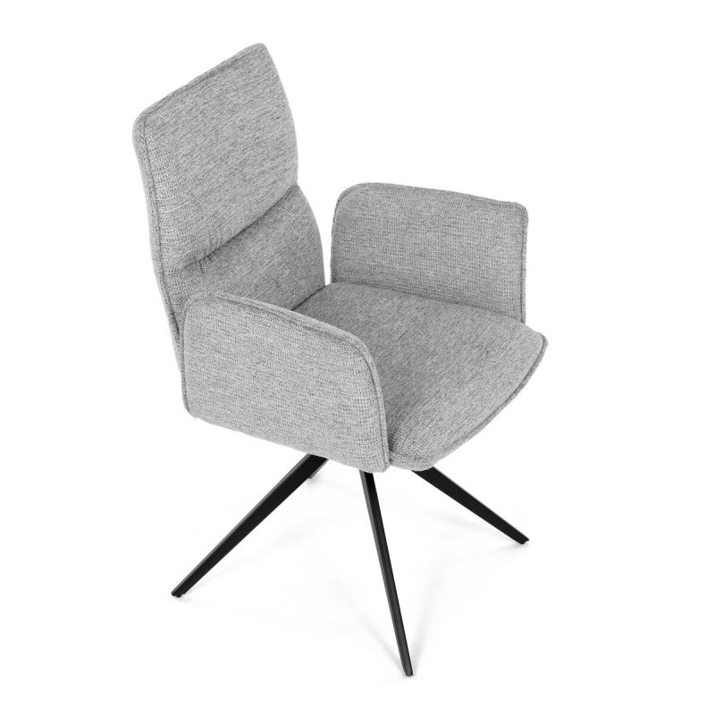 Elegantná jedálenská stolička strieborná látka, 360 ° vratný mechanizmus