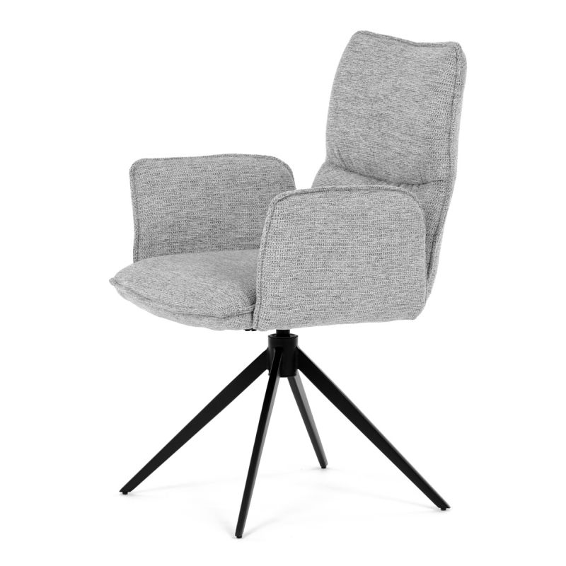 Elegantná jedálenská stolička strieborná látka, 360 ° vratný mechanizmus