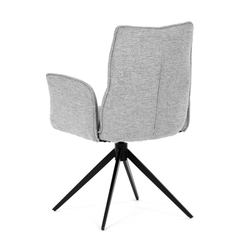 Elegantná jedálenská stolička strieborná látka, 360 ° vratný mechanizmus