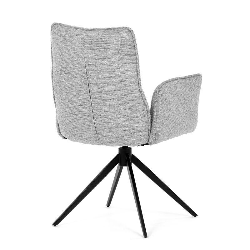 Elegantná jedálenská stolička strieborná látka, 360 ° vratný mechanizmus
