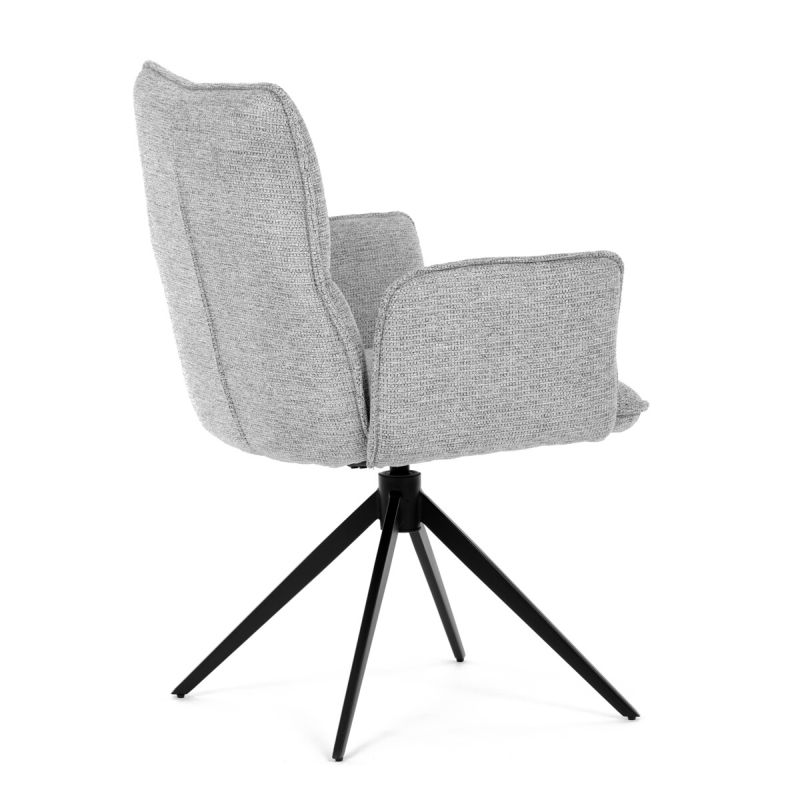 Elegantná jedálenská stolička strieborná látka, 360 ° vratný mechanizmus