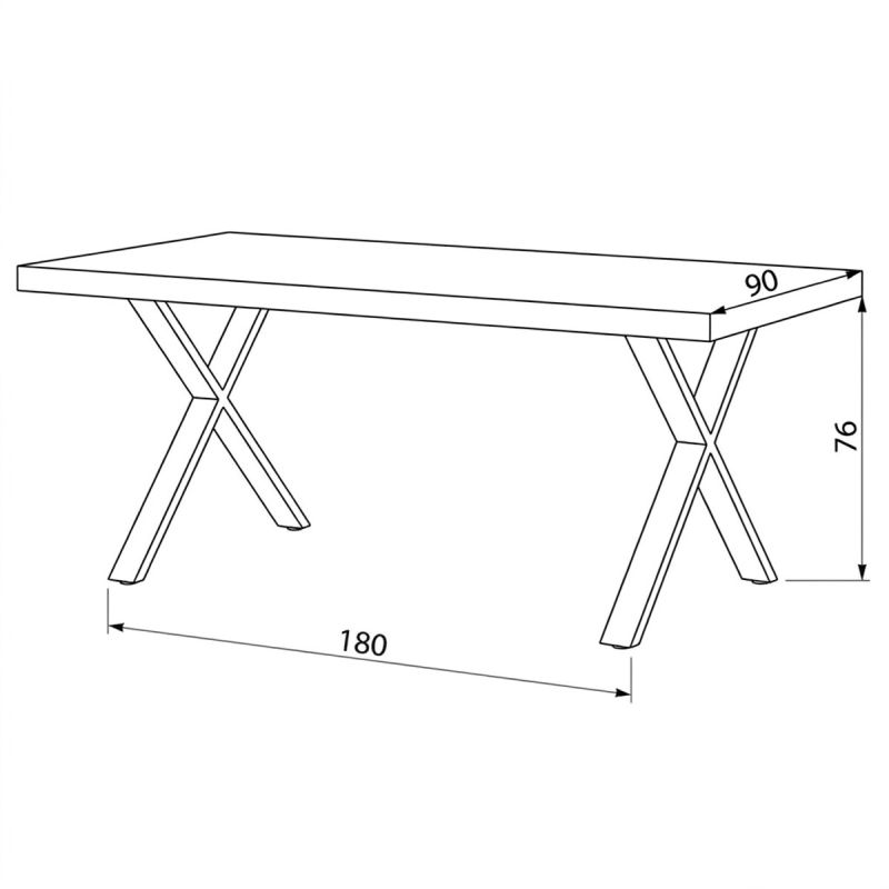 Jedálenský stôl s rozmermi 180x90, nohy v tvare X, dub