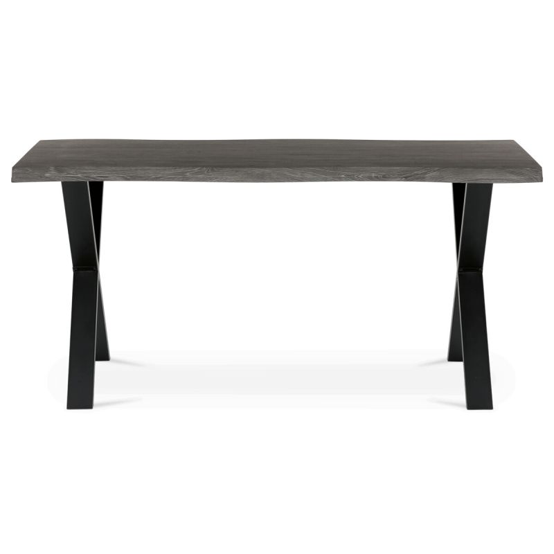 Jedálenský stôl 160x90, MDF sivý dub, nohy kov čierny v tvare X