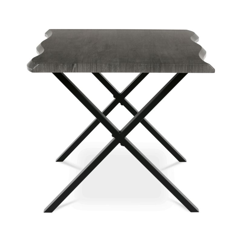 Jedálenský stôl 160x90, MDF sivý dub, nohy kov čierny v tvare X