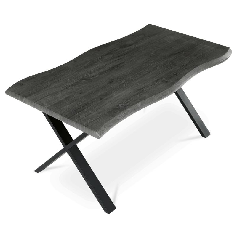 Jedálenský stôl 160x90, MDF sivý dub, nohy kov čierny v tvare X