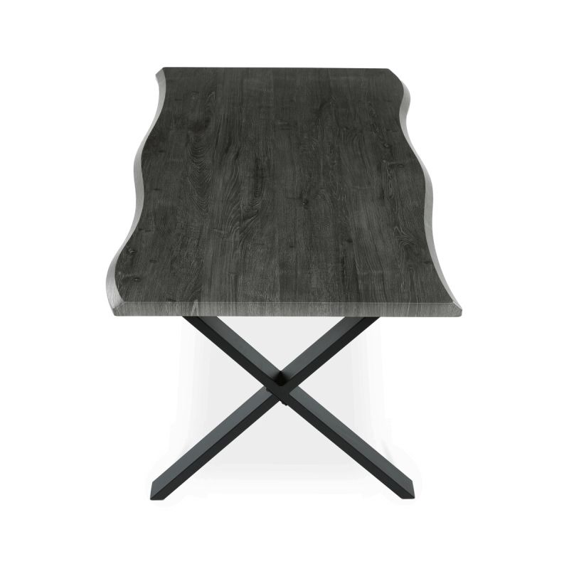 Jedálenský stôl 160x90, MDF sivý dub, nohy kov čierny v tvare X