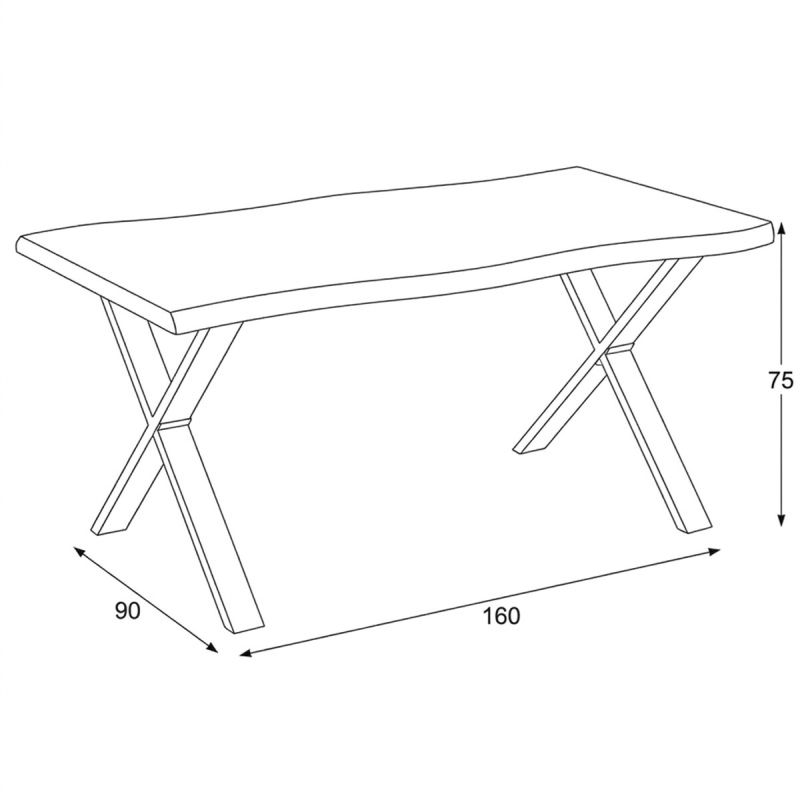 Jedálenský stôl 160x90, MDF sivý dub, nohy kov čierny v tvare X