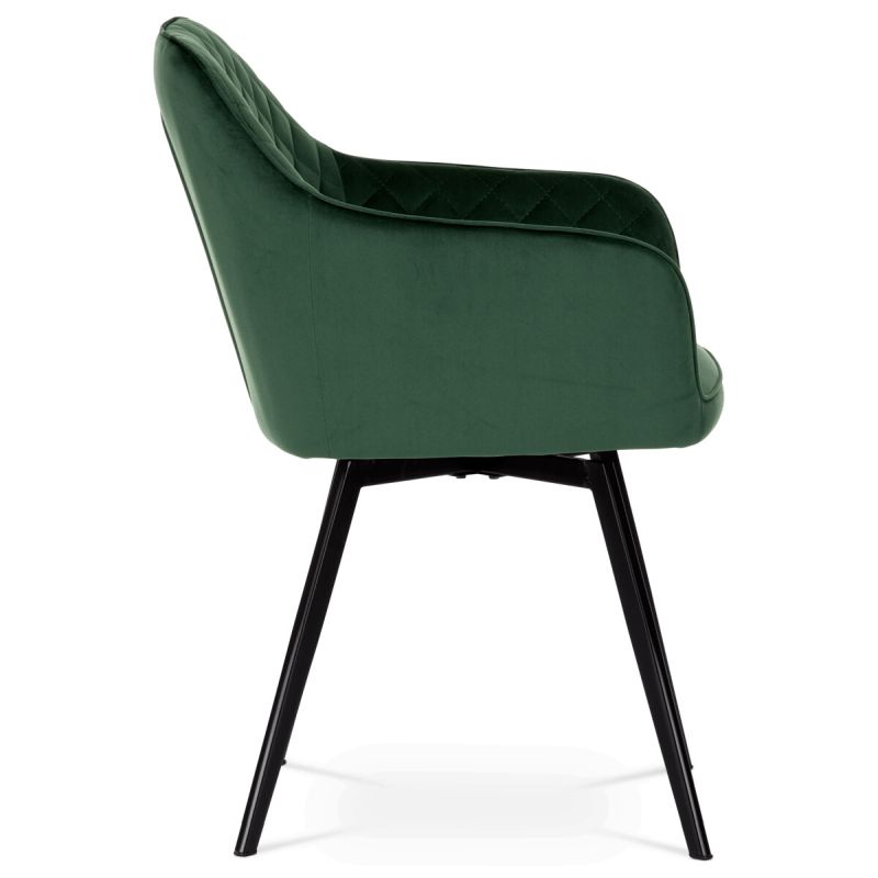 Exkluzívna otočná stolička, zelená zamatová látka