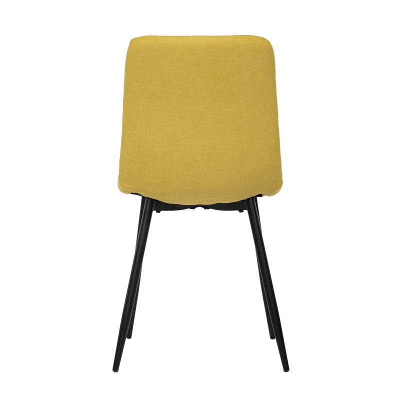 Jedálenská minimalistická stolička v industriálnom štýle, žltá látka