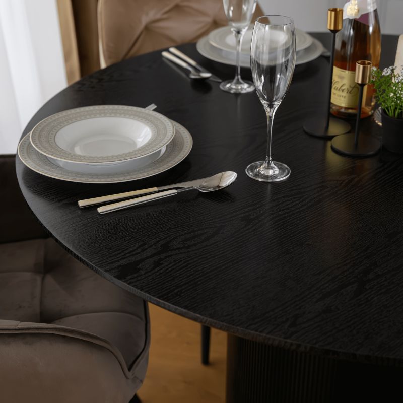 Jedálenský stôl, čierna MDF, priemer 120 cm