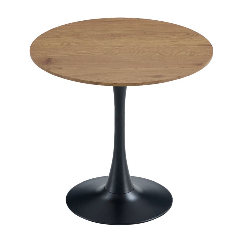 Jedálenský stôl s moderným dizajnom, dub-čierna, priemer 80 cm