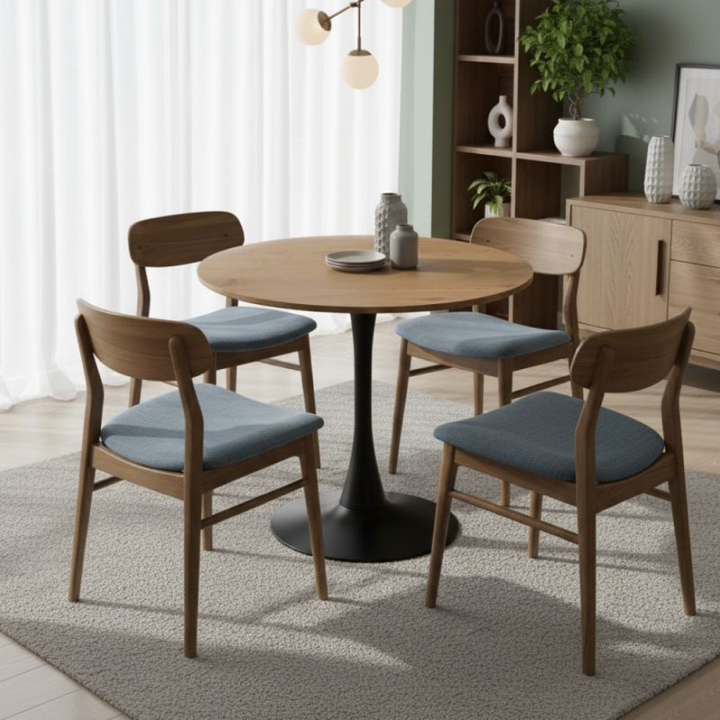 Jedálenský stôl s moderným dizajnom, dub-čierna, priemer 80 cm