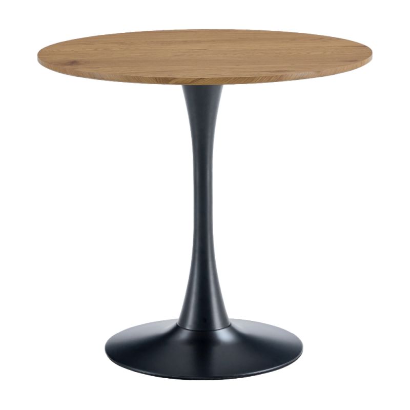 Jedálenský stôl s moderným dizajnom, dub-čierna, priemer 80 cm
