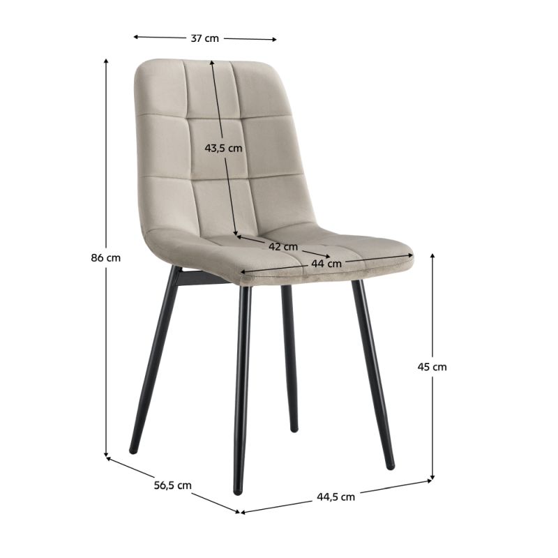 Stolička s nohami z kovu, sivohnedá Taupe Velvet látka