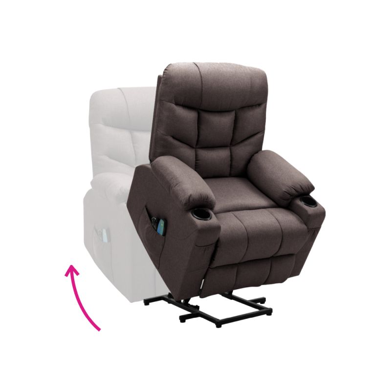 Masážne elektrické relaxačné polohovacie kreslo s podnožou hnedé
