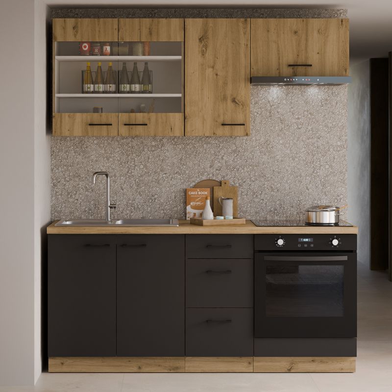 Dvierka na umývačku riadu, čierny mat-dub artisan, ZM 570x596