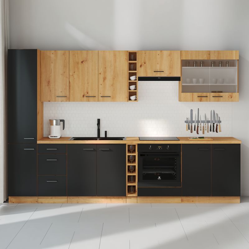 Dvierka na umývačku riadu, čierny mat-dub artisan, ZM 570x446