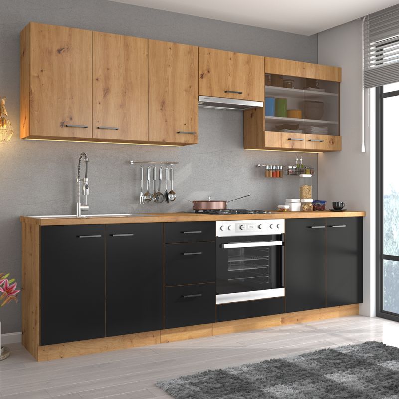 Dvierka na umývačku riadu, čierny mat-dub artisan, ZM 570x446