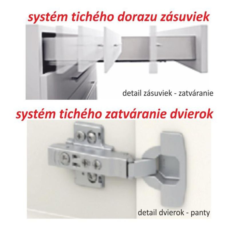 Dolná skrinka D 80 3, vysoký biely lesk-dub sonoma, 3x zásuvka