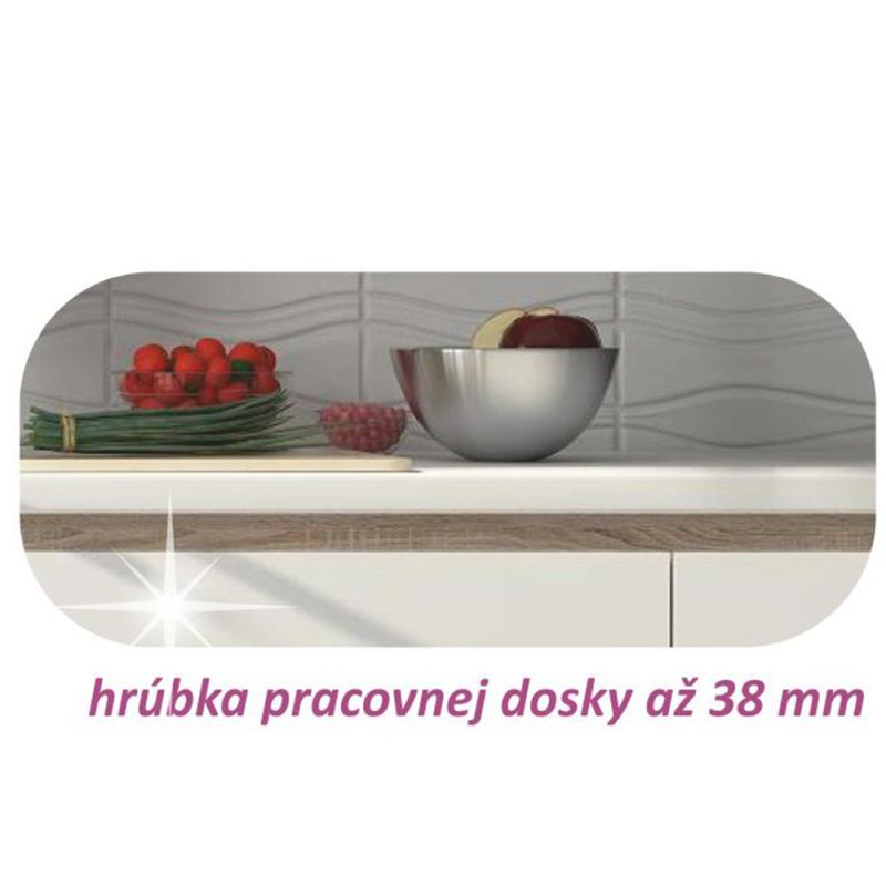 Dolná skrinka D 80 3, vysoký biely lesk-dub sonoma, 3x zásuvka