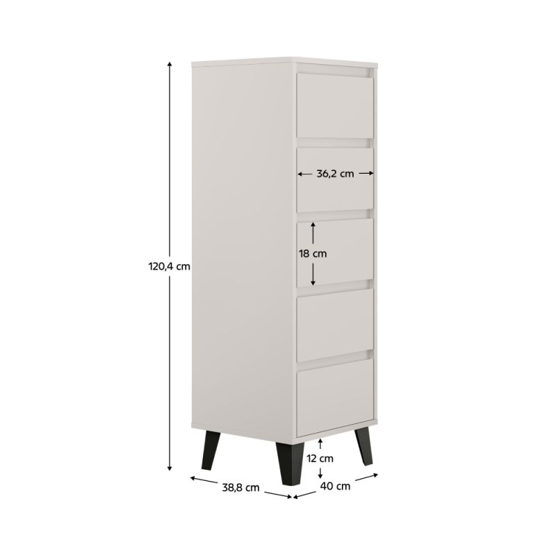 Komoda 5S40, 5x šuplík, kašmír