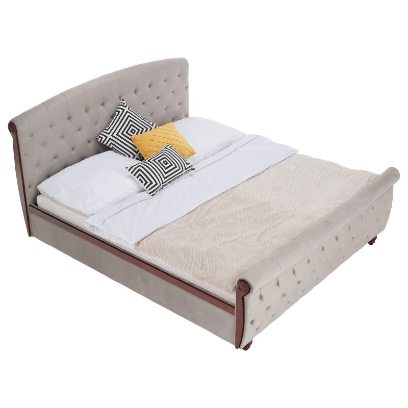 Posteľ s úložným priestorom, 180x200, sivohnedá Taupe Velvet látka